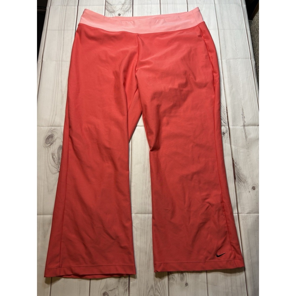 Nike Women Leggings XL Coral Pink Mid Rise Cropped Capri Running Pants